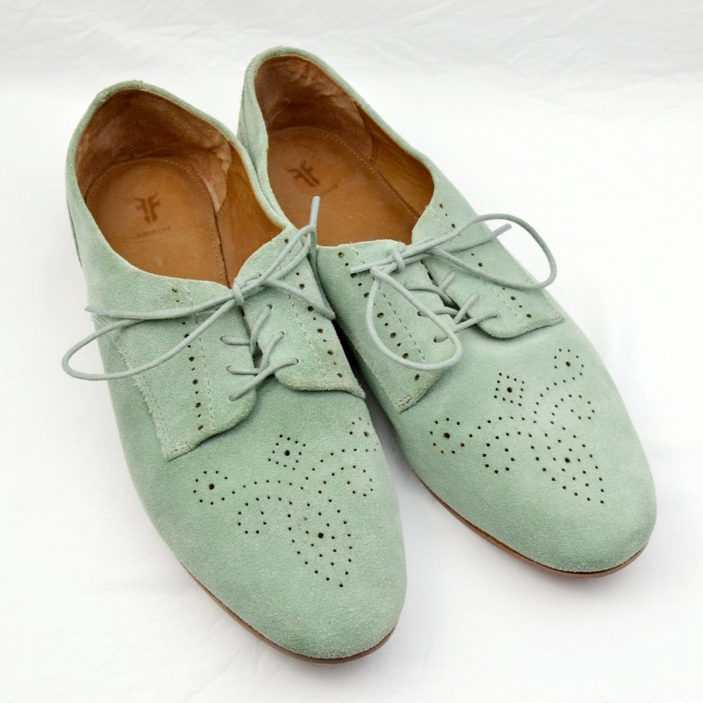 Frye Terri Mint Perforated Oxford Flats Size 9